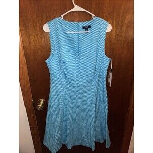 NWT Chaps Womens Cerulean Blue And White A-Line Size 14